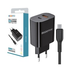 Modorwy PD Wall Charger MA1114 USB+Type-C with Micro Cable 5V 3.1A Black Modorwy PD Wall Charger MA1114 USB+Type-C with Micro Cable 5V 3.1A Black